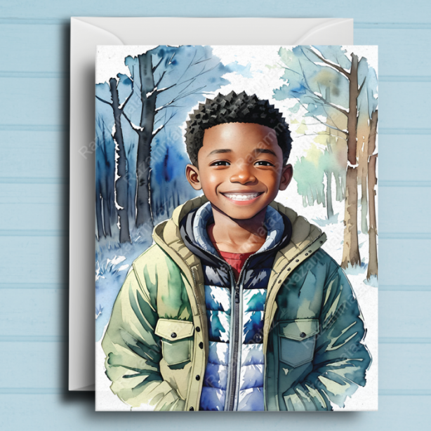Black Boy Q Christmas Card